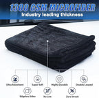 Premium Car Drying Towel, 36x28 inch XL Microfiber Towel, 1300 GSM Microfiber Cleaning Cloth, Super Absorbent, Leaves No Streaks, Scratches, or Water Spots, Dries an Entire Vehicle, Black