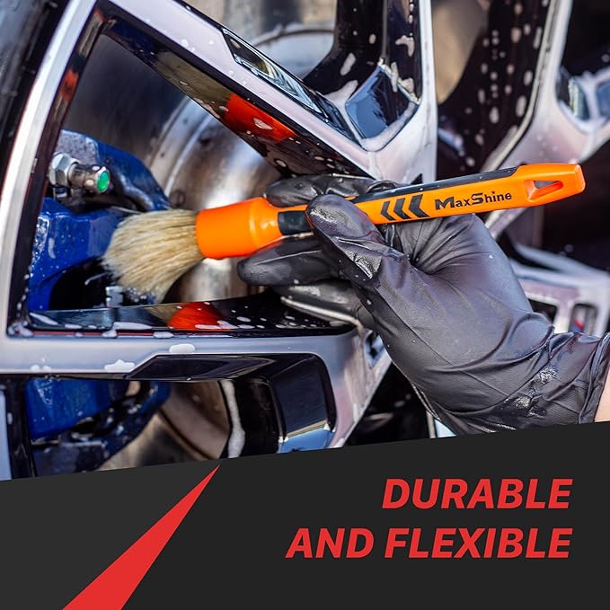 Maxshine Medium #12 Universal Detailing Brush – Classic Boar’s Hair Bristles, Soft & Durable – Professional Brush for Interior, Exterior, Leather Seats, Engine Bay & Wheels