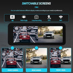 Mirror Dash Cam Front 4K+ Rear 1080P, 2 Channel HD Backup Camera Detection with Color Night Vision, 3.16" IPS Touch Screen, Loop Recording, G-Sensor, Wide Angle, Reserve Assist Fit for All Cars