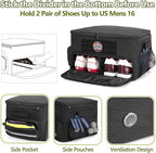 GOBUROS Golf Trunk Organizer Storage with Separate Compartment for 2 Pair Shoes Up to US Mens 16, Golf Car Locker Organizer for Balls, Tees, Clothes, Gloves, Accessories, Black