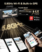 REDTIGER F77 4K+4K Dash Cam Front and Rear, Dual STARVIS 2 IMX678 HDR, Built-in 128GB eMMC, Voice Control Dash Camera for Cars with 5.8GHz WiFi, 4'' Touch Screen, GPS, Night Vision, 24H Parking Mode