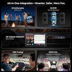 V10 10” QLED Android Double DIN Car Stereo with Car Karaoke, Pro DSP 4V Pre-Out, HDMI Out, aptX HD Bluetoth, 4G LTE, Wireless CarPlay & Android Auto, with 1080P Front Dash Cam & Backup Cam