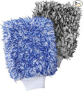 2Pack Premium Microfiber Car Wash Mitt, 10 x 8 Inches, Car Sponge Wrapped in Soft, Machine Washable (Blue & Black)