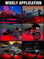 8 Pcs Car Led Light Strip IP67 Waterproof 11" Flexible Led Lights Underglow 12V for Car Motorcycle Boat Golf Cart Interior Exterior Decoration - Red