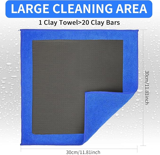 2 Pack Clay Towel Auto Detailing 12 x 12 Inch Fine Grade Clay Bar Towel for Car Detailing Microfiber Car Cloth Cleaner for Cleaning & Release of Paint Contaminants, Blue