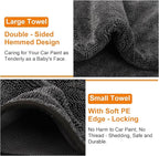 KZKR 2 Pack Car Drying Towel, Dual Sided Microfiber Cleaning Towels (24x35+16x16), 1300GSM Ultra Absorbent, Streak Free, No Scratch, Machine Washable