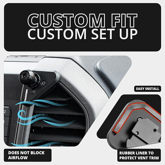 Tackform Link Vent Phone Mount Compatible with 2015-2020 Ford F-150, 2017-2021 Super Duty, 2018-2021 Expedition | Aluminum | Universal Magnetic Holder | 2" Arm | Green Knob | (NOT MAGSAFE Compatible)