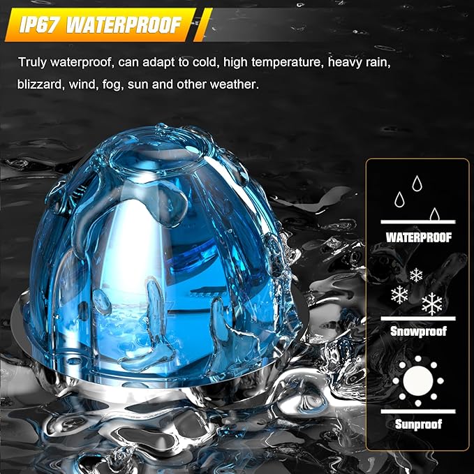 BJZ 8Pcs Ice Blue Watermelon LED Strobe+Constant Marker Lights Dual Function Watermelon-Shaped Side Marker Clearance Tail Top Cap Roof Lights for Trailer Truck Semi-Trailer Heavy-Duty Truck Bus Van