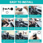 Magnetic Phone Mount for 2010-2024 Toyota 4Runner Accessories, Magsafe Dash Cell Phone Holder Multi-Mount Phone Stand with Extra Clip Bracket for Smartphone for 5th Gen 4-Runner Accessories
