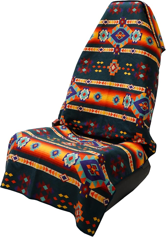 Sprints Athletic Running Towel, Full-Sized, Car Seat Cover - Performance Microfiber (Aztec Artisans & Chocolate Currency)
