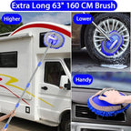 WillingHeart 63" Car Wash Mop Brush Tool Mitt with Long Handle Length More Suitable for Washing American Cars Truck, SUV, RV, Trailer, 2 in 1 Chenille Microfiber Duster Not Hurt Paint Scratch Free