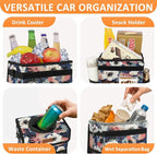 Vankor Car Trash Can for Car Cute, Trash Bag Bin Hanging Waterproof Automotive Garbage Cans Leak Proof Vehicle Trash Can Painting Floral