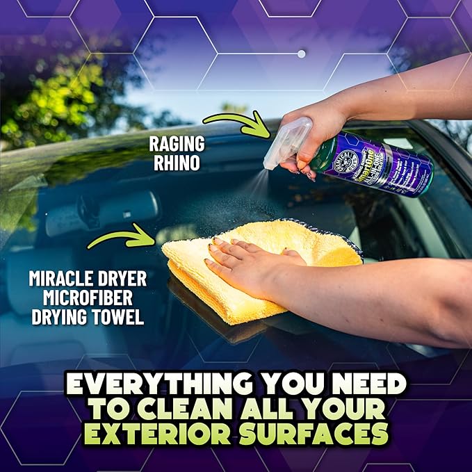 Chemical Guys Raging Rhino Waterless Car Wash And Quick Detailer, 128 Fl Oz With 2 Dilution Bottles and 3 Premium Microfiber Towels - 6 Items