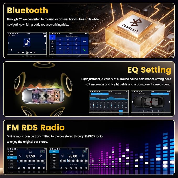 4+128GB Android 15 Car Stereo for Hyundai Santa Fe 2013-2017 Wireless Carplay Android Auto, 9 Inch Incell Touch Screen Car Stereo with GPS, Backup Camera, Bluetooth, FM/RDS, EQ, WiFi, SWC