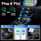4-in-1 Wireless CarPlay Screen Mirroring Adapter for Apple CarPlay/Android Auto, 2026 Upgraded AirPlay MirrorLink Adapter, CarPlay Dongle Convert Wired to Wireless, Type C Extension, Plug & Play