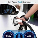 VIPTOO Tesla to J1772 Adapter 60A 250V AC — NACS EV Charging Connector with Digital Display for Tesla Wall/Destination/Mobile Charger, Fast & Safe Charging (White)