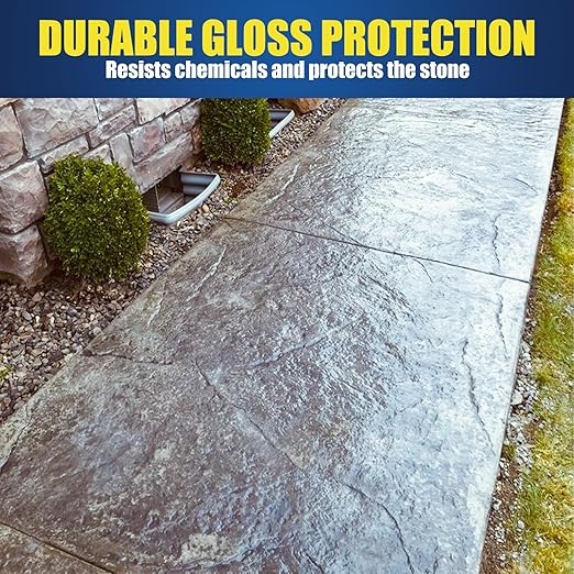 Super Wet Look Stone Sealer-1 Gallon, Durable & Long-Lasting Protection with High Gloss Finsh, Stain Proof, Against Water Damage & Dissolved Salts Natural Stone Sealer for Sandstone, Driveways