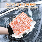 2PCS Car Wash Mitt, 11"×8" Cyclone Microfiber Cleaning Mitt for Cars, Scratch-Free & Lint-Free, Double Sided Automotive Washing Gloves, Universal Auto Cleaning Supplies (Tangerine+White)