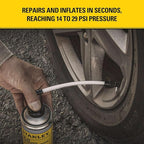 STANLEY AP95 Tire Repair & Inflator – (2x10 oz.) Flat Tire Sealant Spray Kit for Car, Bike, Motorcycle – Seals & Inflates Tubeless Tires – No Jack Needed – Emergency Tire Fix – Rim Safe | 2 Pack