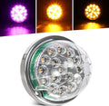 Partsam 1Pc Dual Revolution LED Watermelon Light, Amber Turn Signal and Marker to Purple Auxiliary Light for Truck, Surface Mount, with Stainless Steel Bezel