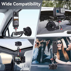 Camera Suction Cup Mount with Ball Head Magic Arm, Universal 360° Car Mount for Windshield, Dashboard, Vacuum Suction Cup Mount Compatible with Go pro (SJ007)