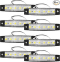 Sun Walker 8 PCS LED Rock Strip Lights, 3.77 Inch Waterproof 6 LED Car Side Marker Clearance Lamps, Wheel Fender Well Lighting Kits Exterior Underglows for Car Truck Trailer (White)