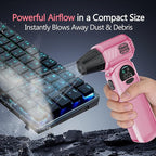 Cordless Air Duster & Handheld Vacuum 2-in-1, 8000mAh Rechargeable with Type-C Charging for Car, Keyboards, Electronics & Home – Pink