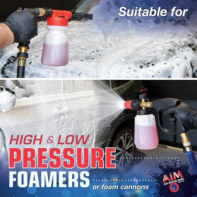 AIM Chemicals Car Wash - High Foam Formula Car Shampoo, Professional Car Wash Shampoo Compatible with Ceramic Coatings - Ideal for Foam Guns - Streak-Free Finish for Detailing - 5 Gal