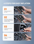 AstroAI L7 Air Tire Inflator Portable Air Compressor, 150PSI Electric Cordless Pump with Fast 1-min Inflation, Auto Shutoff, LED Light – Rechargeable for Car, SUV, Motorcycle, Bike Tires (Grey)