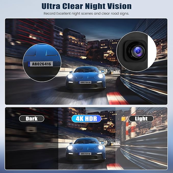 4K Mirror Dash Cam 10.88 Inch Rear View Mirror Front and Rear View Dual Cameras,GPS Tracking,Loop Recording,G-Sensor,Parking Assistance,APP Control,Parking Monitor,Waterproof Backup Camera