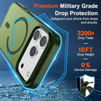 SUPFINE Magnetic for iPhone 17 Pro Max Case (Compatible with MagSafe)(Military Grade Drop Protection) Translucent Matte Shockproof with Anti-Fingerprint Phone Cover,Cangling Green