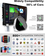 Mini Wireless Carplay Adapter, Compatible with Apple iPhone iOS 10+ Android 11+, Plug & Play, Compact Design for iPhone & Android with USB-A/Type-C Port