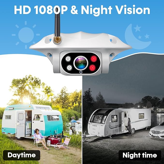 AMTIFO Wireless RV Backup Camera: 1080P HD Rear View Camera with 7″ DVR Split-Screen Monitor,170° Wide-Angle Lens, IR Night Vision, Waterproof IP69, Plug & Play for Furrion Pre-Wired RVs