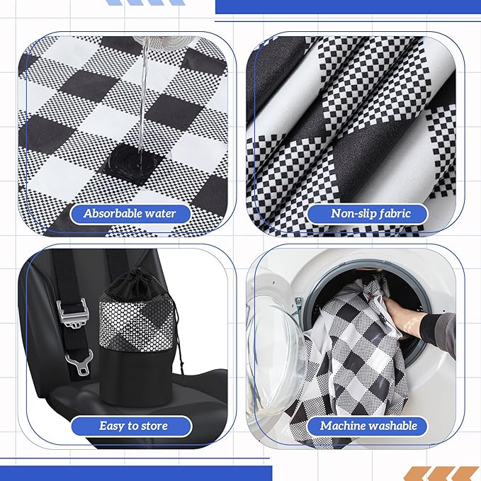 Hahafelt Car Seat Towel Covers with Storage Bag, 63 x 32 Inch Universal Non Slip Waterproof Sweat Protector for Car Truck, Gym Swimming Running, Machine Washable