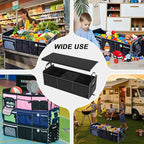 Bold Color Block Trunk Organizer | 95L, 35"x13.8"x11.8" | Dedicated Shoe Storage & 26L Ice Pack | Foldable for SUV/Car/Jeep | Stylish Gift & Essential Car Accessories for Drivers - Black-X212