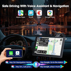 Volam 9" Wireless Carplay Screen for Car with 2.5K + 1080P Dash cam and Backup Camera Support Apple Carplay and Android Auto Car Play with Voice Assistant Bluetooth GPS Navigation AUX