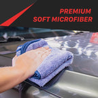 Maxshine 16”x16” Universal 380GSM Blue Zero Crazy Microfiber Towel Cleaning Cloth with Blue Silk Border - Ultra-Soft & Absorbent, Ideal for Car Detailing & Cleaning