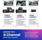 AZDOME M550 3CH Dash Cam 4K - 3.19" Screen IR Night Vision - 24H Parking Mode - 3-Channel Dash Cam - Interior IR Camera - Built-in GPS & WiFi - Three-Mode Parking Monitor