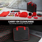 Auto Dynasty 19 Pieces Car Detailing Kit Wash Cleaning Tool Kit and Detailing Brush Set with Carry Bag Universal For Interior, Exterior, Wheels and Air Vent, Red