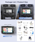 8 Core 6G+128G Android Car Stereo for VW Golf MK5 MK6 Passat Jetta Tiguan T5 EOS Polo with Wireless CarPlay Android Auto, 7” Touchscreen Car Radio GPS WiFi SWC Bluetooth 32EQ Backup Camera