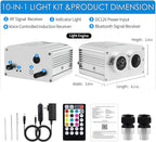 ATOKEE 16W Twinkle Dual Head Fiber Optic Light Box, Bluetooth App/RF Remote Control for Starlight Headliner, Car Plug & Power Adapter, PG Connector & 3 Drill Bits