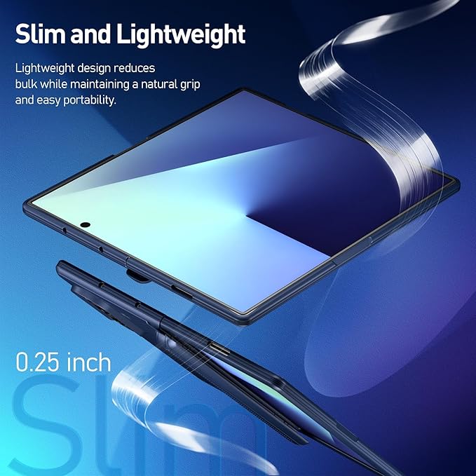 Poetic Revolution Flex Case for Galaxy Z Fold 7, [Hidden Foldable Kickstand][Hinge Protection][MagSafe Compatible], Full Body Shockproof Galaxy Z Fold 7 Cover with Built-in-Screen Protector, Navy Blue