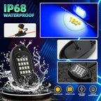 12 Pods RGB LED Rock Lights for Trucks Pickup Offroad Golf Cart SUV UTV, 6500K Super Bright, IP68 Waterproof, Segmented Color Change APP Control Underglow Kit with Power Swith Extension Wires, 12V
