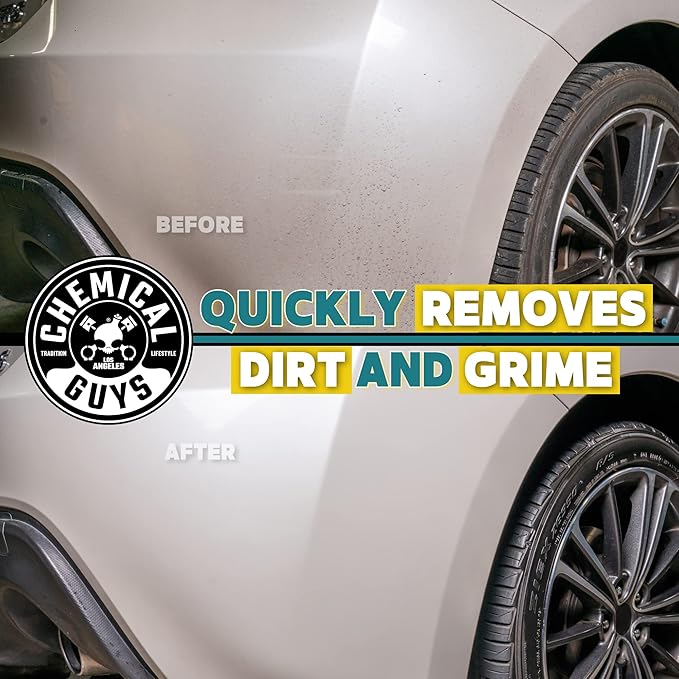 Chemical Guys CWS_803 Clean Slate Deep Surface Cleaning Car Wash Soap, 128 fl oz (1 Gallon), Citrus Scent Chenille Premium Scratch-Free Microfiber Wash Mitt