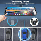 4K Mirror Dash Cam, Front and Rear View Mirror Dual Cameras for Cars with 64G Card GPS BSD 9.66 inch HD Rear View Mirror WiFi App Control Night Vision G Sensor Loop Recording Parking Monitoring