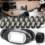 YONEDA 16 Pods White Rock Lights 6000K Pure White LED Underglow Lights IP68 Waterproof for Trucks SUV UTV ATV RZR Car Boats Motorcycle with 39.37ft Extension Wire