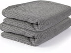 2 Pack Microfiber Car Towels,Car Drying Towel 22Inx32In,Waffle Weave with Reinforced Edges,Super Absorbent & Scratch-Free Cleaning Cloth for Auto Detailing,Home,Glass,Kitchen (Grey)