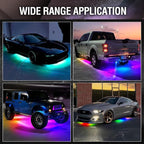 OPT7 Aura DreamColor Underglow Chasing Lights for Car with APP & Remote Control, Waterproof Rigid Aluminum LED Light Bar, 12V Exterior Neon Accent Underbody RGBIC Lighting Kit, Multicolor Car Decor