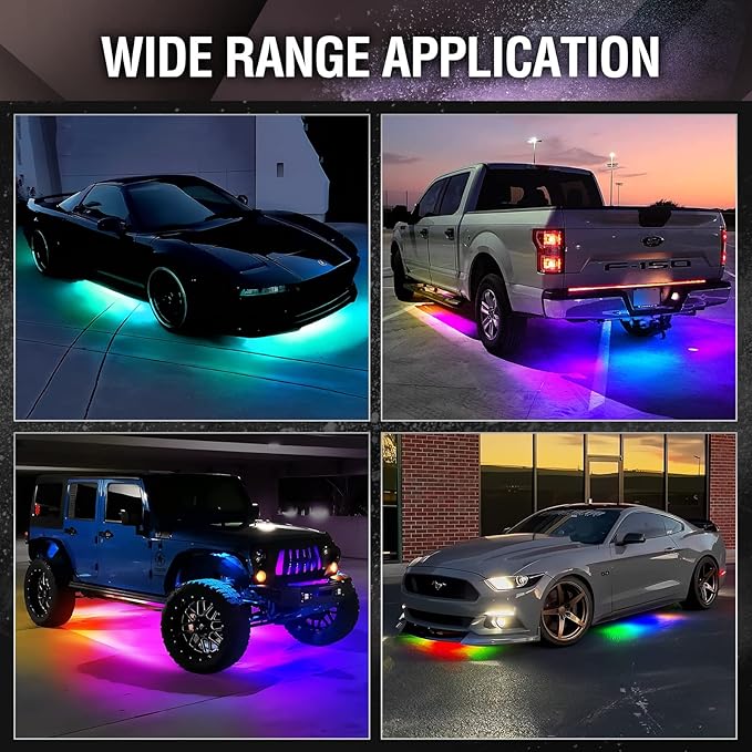 OPT7 Aura DreamColor Underglow Chasing Lights for Car with APP & Remote Control, Waterproof Rigid Aluminum LED Light Bar, 12V Exterior Neon Accent Underbody RGBIC Lighting Kit, Multicolor Car Decor