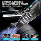Car Vacuum Cleaner, 12V/106W High Power Handheld Portable Car Vacuum with 16 Ft Cord, Attachments, Filters and Storage Bag, Suitable for Car (Blue Button)
